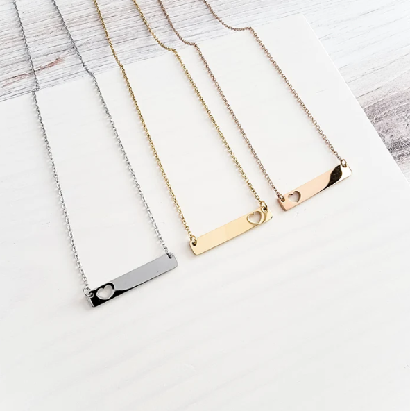 Horizontal Heart Bar Necklace
