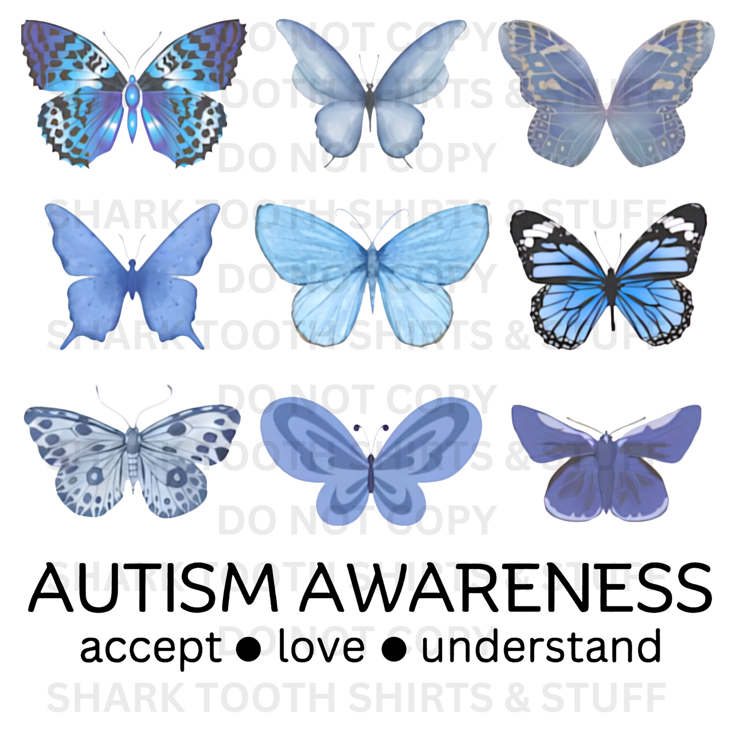 Autism Awareness Butterflies DTF Transfer