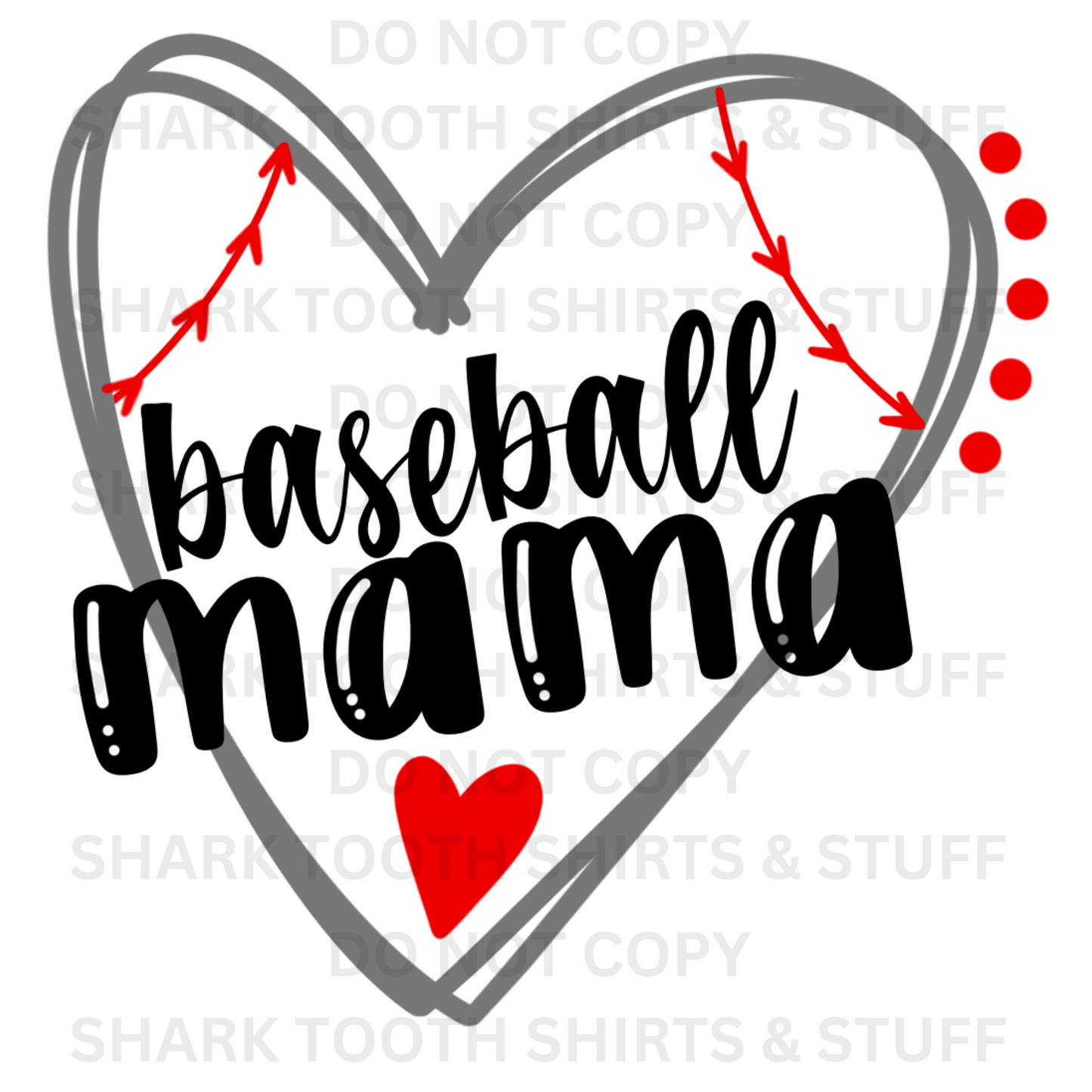 Baseball Mama Heart DTF Transfer