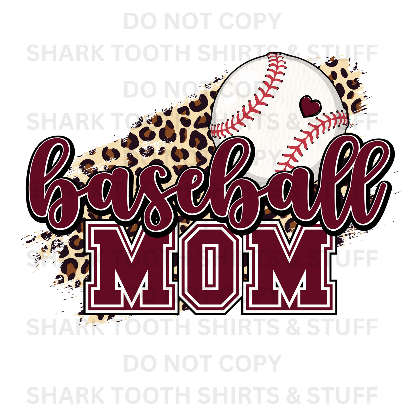 Baseball Mom Maroon DTF Transfer