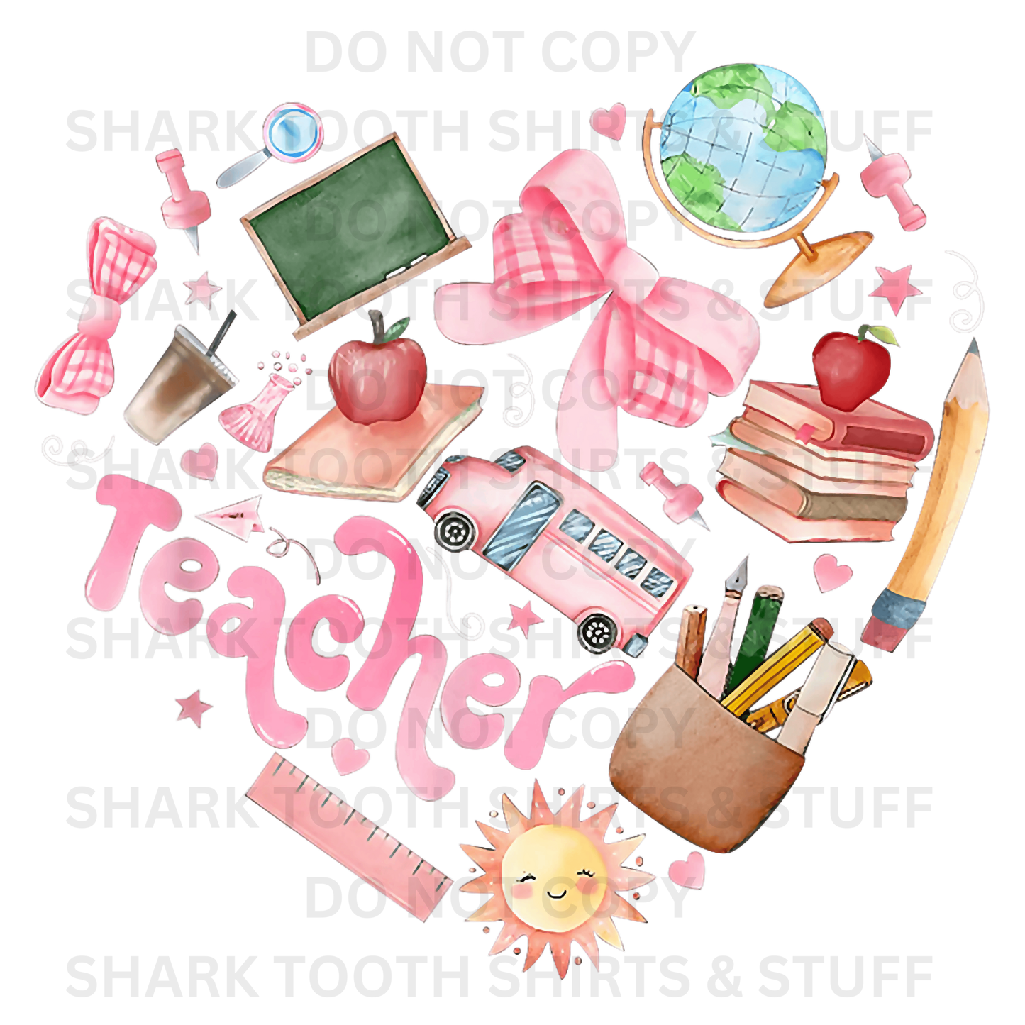 Teacher Watercolor Heart DTF Transfer