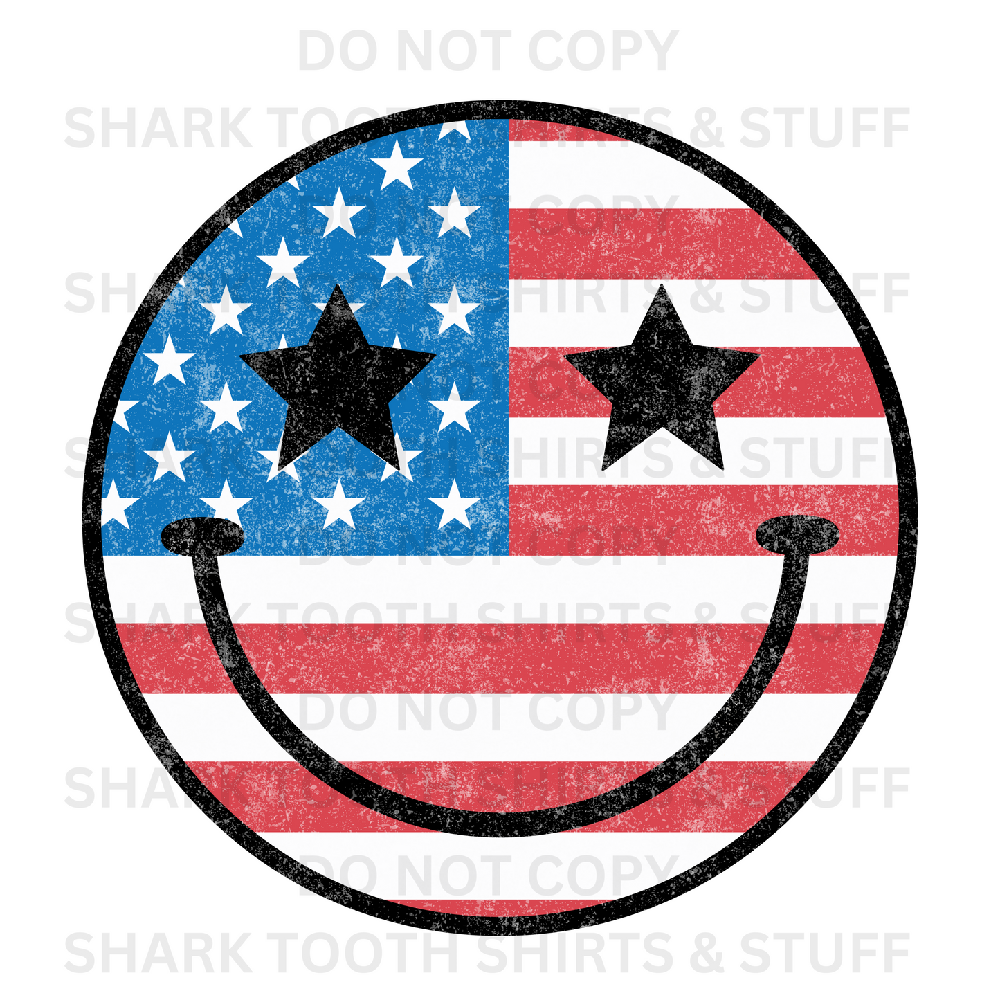 American Flag Smiley DTF Transfer