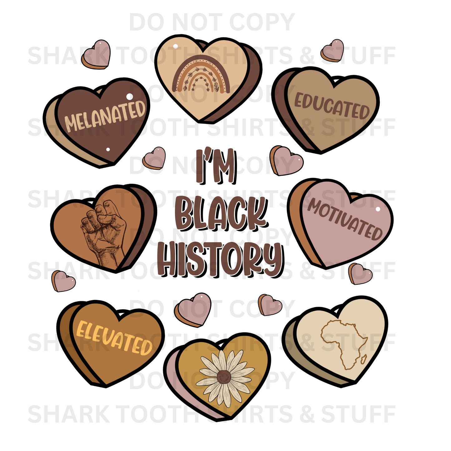 I'm Black History Hearts DTF Transfer