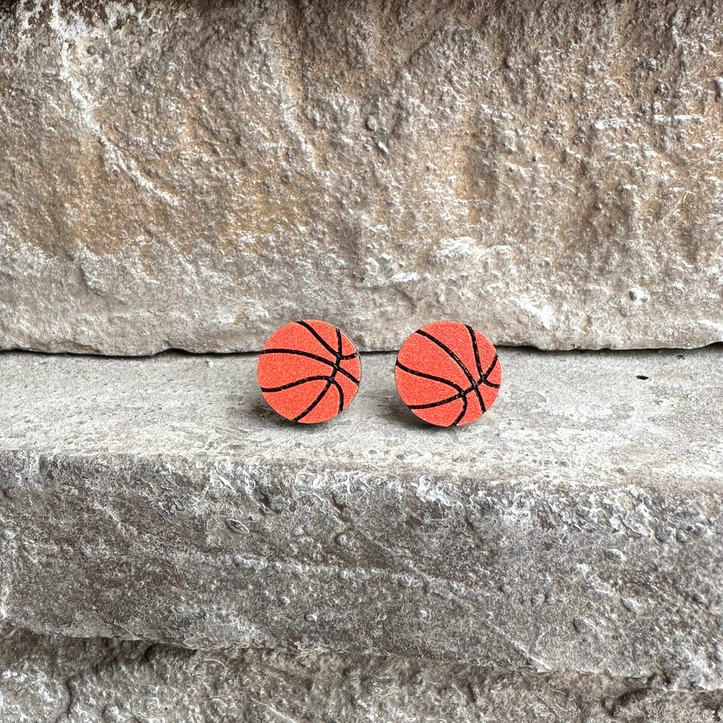 Orange Basketball Stud Earrings