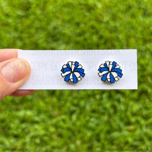 Royal/White Cheer Stud Earrings