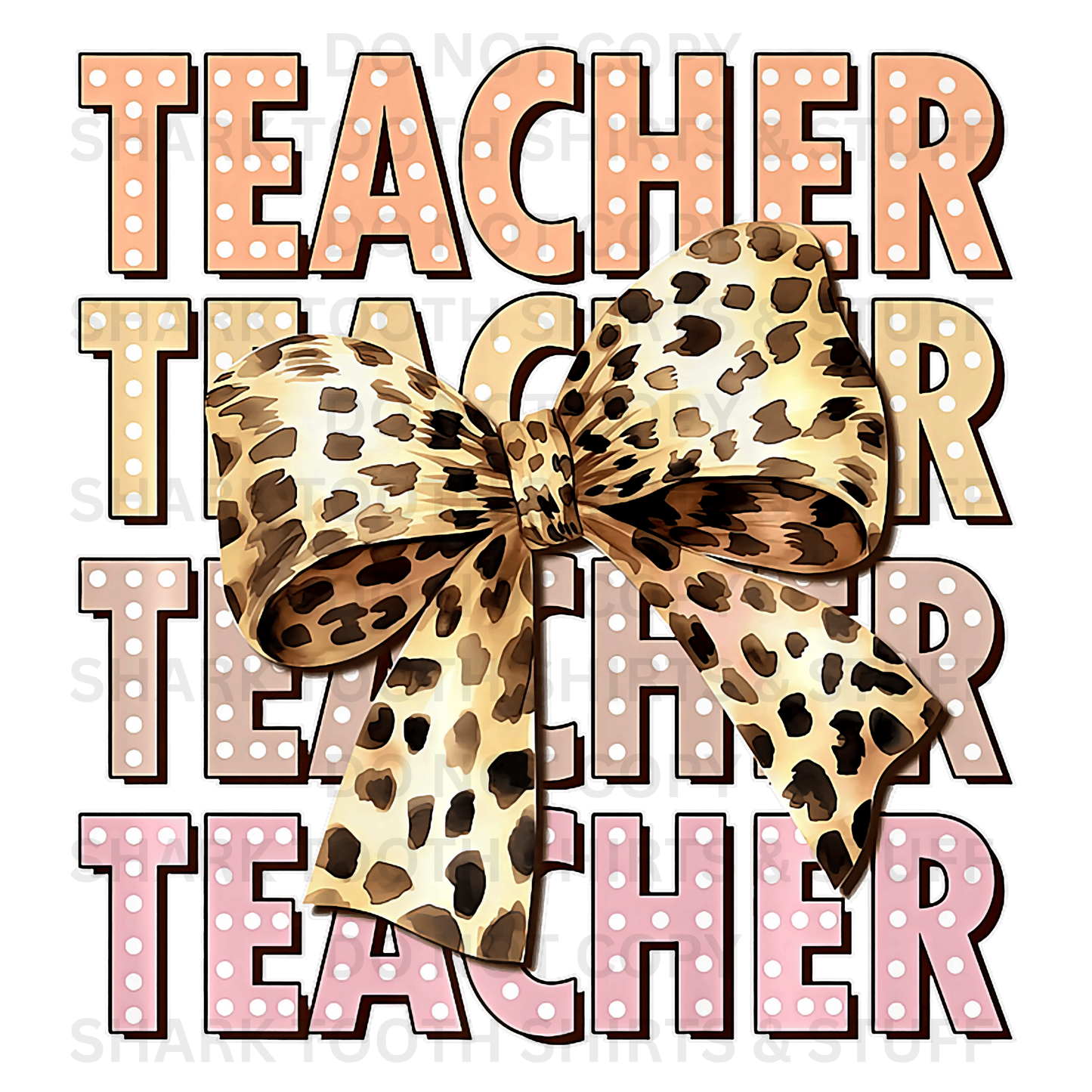 Teacher Stacked with Leopard Bow DTF Transfer