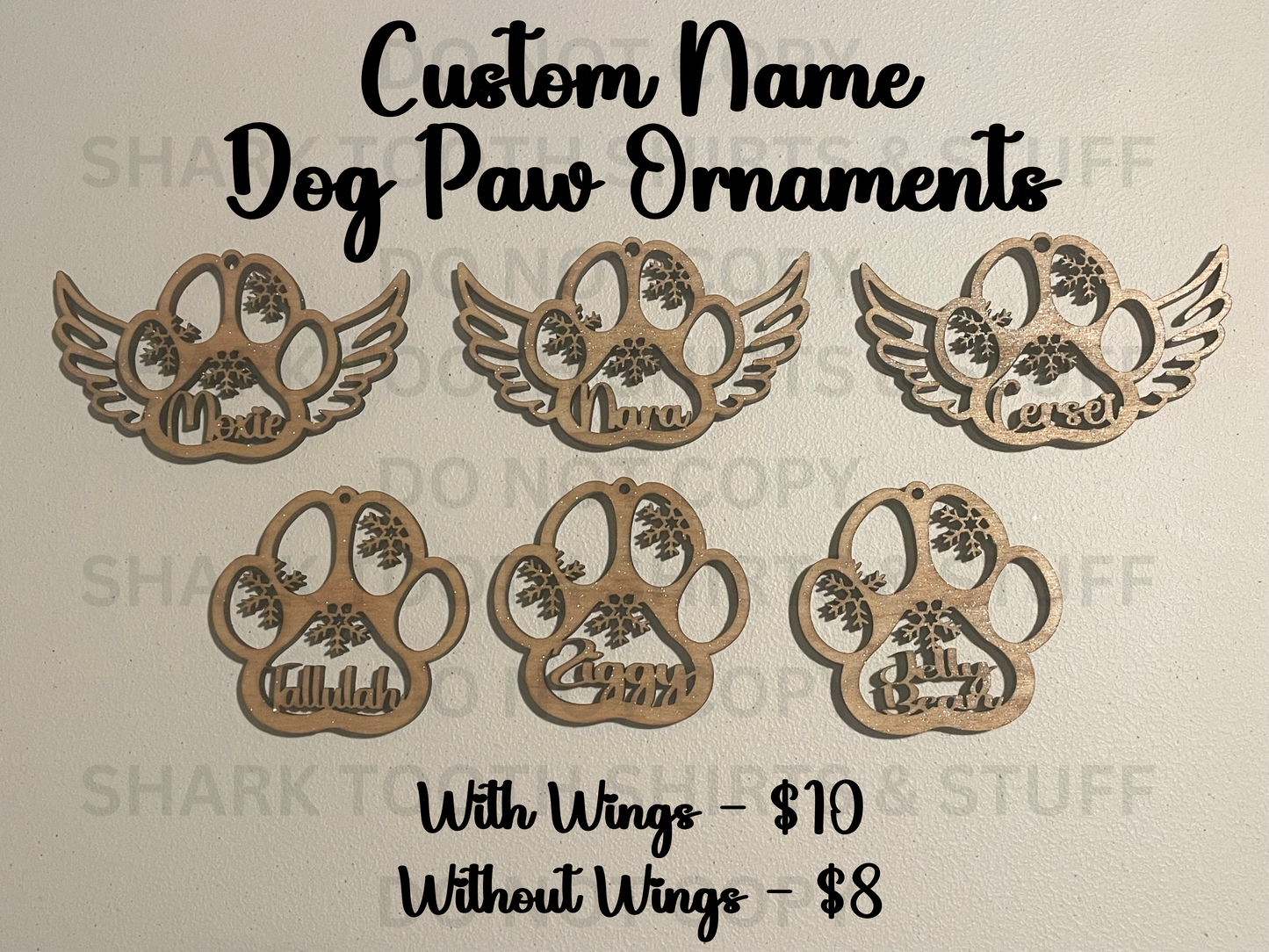 Custom Name Dog Paw Wooden Ornaments