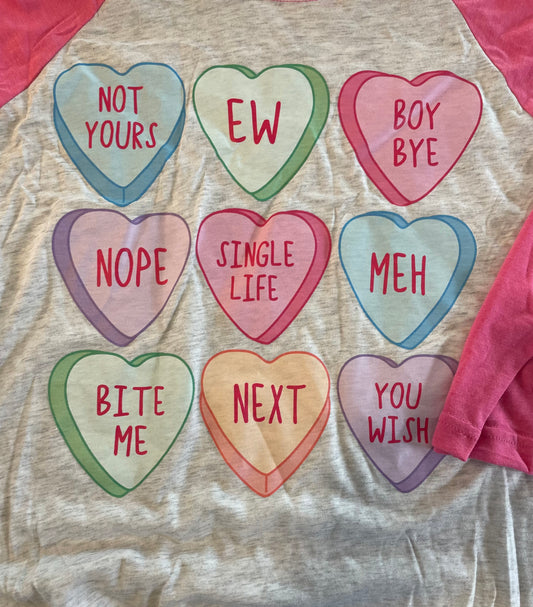 Sarcastic Convo Hearts Adult Shirt