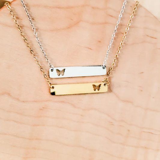 Horizontal Butterfly Bar Necklace