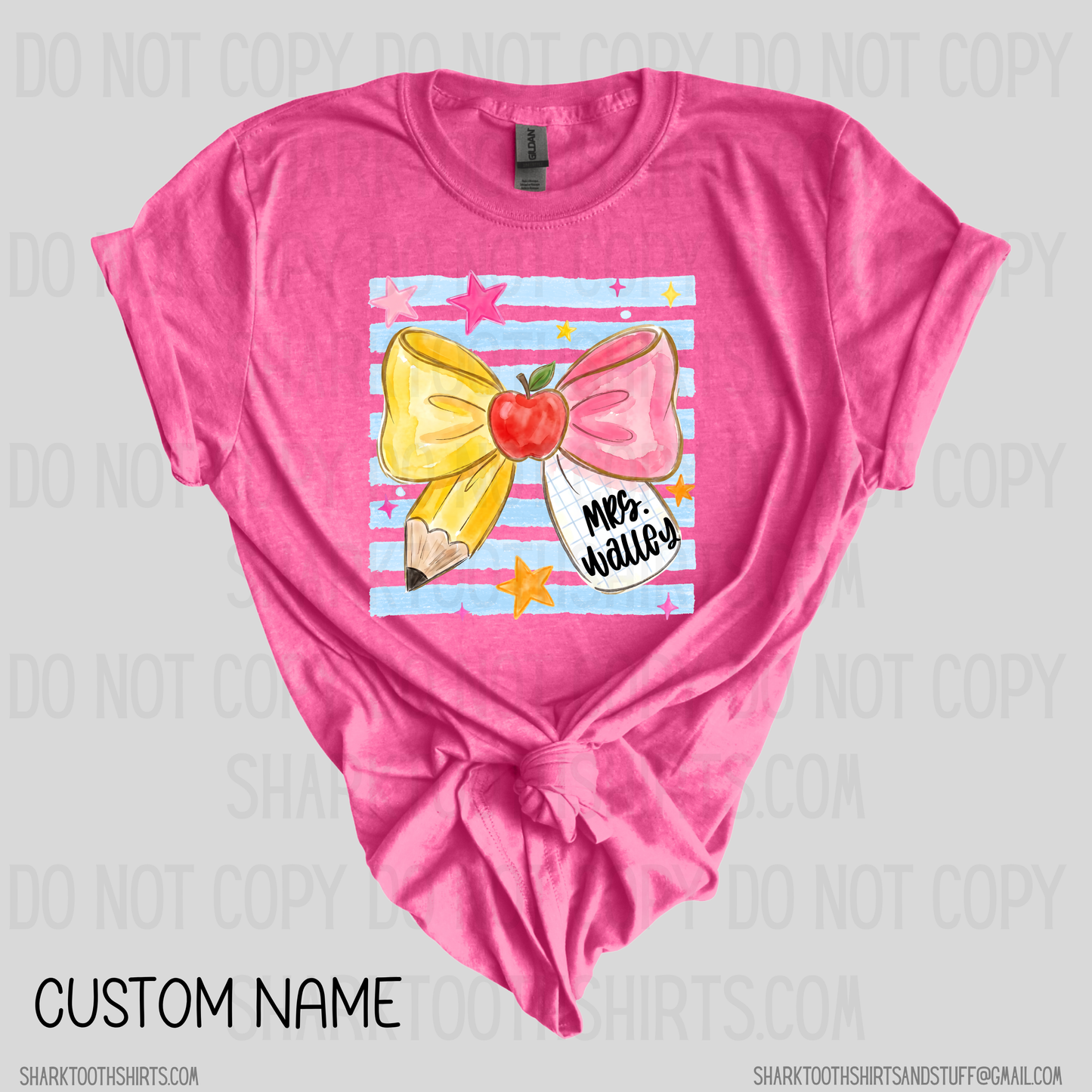 Custom Name Bow Teacher Shirt