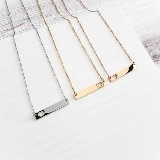Horizontal Heart Bar Necklace